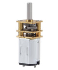 GA12 N20 12V 100RPM Gear Motor With Reducer, compact design, silver and gold metal gears, vertical angle view