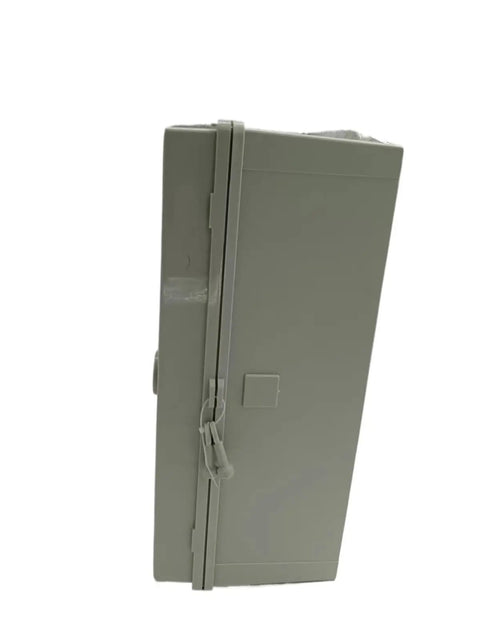Side view of Waterproof ABS Electric Enclosure Box With Sturdy Latch And Hinge Fire Resistant Junction Box For Circuit Breaker Panels Outdoor