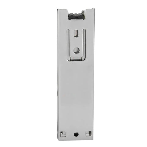 Hardcore 5 Inch Mini Drawer Slides Steel Guide Rails Zinc Plated Tracks close-up of a single steel slide for cabinets.