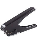 Oval Single Hole Punch 4 X 15mm Lever Action Steel Paper Puncher That Punches Up To 10 Sheets in black, side view