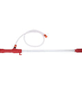 Cordless Stick Water Transfer Pump Flows 554 Gallons Per Hour With A 29 5 Foot Lift Portable Utility Sump For Pool Pond And RV Draining A Real Deal No Sweat Heavy Duty Mover shown from above with a red handle and white shaft.