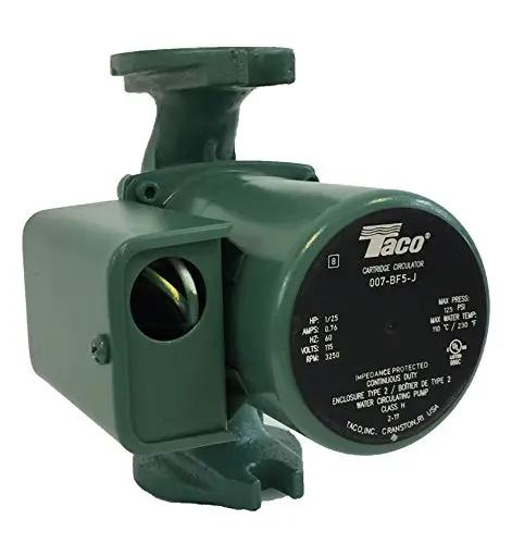 Badass Cast Iron Circulating Pump With Durable Bronze Cartridge Built To Outlast The Competition Smooth Whisper Quiet Operation High Capacity Output No Drama Easy Swap For Zero Zero Seven F Five side view showing bronze cartridge and wiring.
