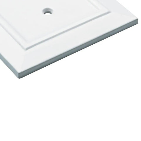 Corner view of Classic Architecture 1 Gang Decorative Light Switch Cover Wall Plate Pure White 1 Pack with beveled edges and screw hole.