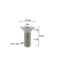 Sick Titanium Steering Wheel Bolts M5 X 12mm Six Piece Countersunk Flat Head Screw Kit showing detailed dimensions and design features.