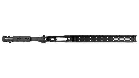 Top view of ACC Elite Remington 700 SA RH Chassis System for precision rifle stock, durable black construction.