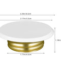 Product image of Rock Solid Iron Fire Sprinkler Cover Plate Concealer dimensions showing a smooth white top and gold base.