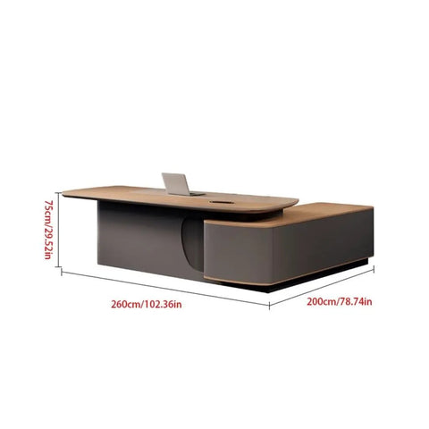 Slick L Shaped Computer Desk For Home Office Spacious Executive Workstation With Retro Modern Vibe featuring dimensions 260x200x75cm.