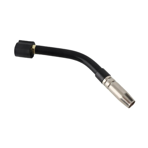 15AK Brass Solder Neck For MIG Welder High Heat Resistant Durable Consumables And Hardware Supplies For Tough Jobs, curved black neck with brass tip.
