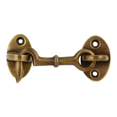 Set Of 2 Heavy Duty Brass Cabin Hooks With Two And Three Quarter Inch Latch For Cabin Doors Gates Windows Sash Locks Barn Doors And Latches