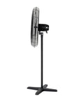 Tough Cookie Heavy Duty Industrial Floor Fan Crushing Heat With High Velocity Oscillation And Serious Airflow For Warehouse Spaces Commercial Shops Garage Projects And Outdoor Patios 30 Inch profile view of black metal fan on stand