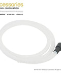 Drain Hose Extension For Dishwashers 6 Feet White Genuine OEM Replacement Part; coiled view with black connector end.