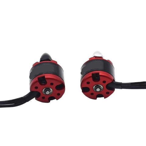 Two red and black 2212 920KV Brushless Drone Motors with 3.5mm Connector for F450 F550 S550 Quadcopters visible side by side