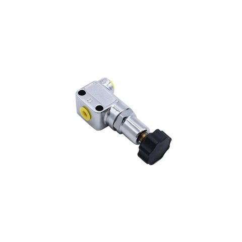 Professional Grade Precision Engineered Adjustable Disc Brake Proportioning Valve Billet Aluminum Block For Street Rod Or Custom Hot Rod Build 100 To 1000 Psi shown from the side with adjustment knob and ports.