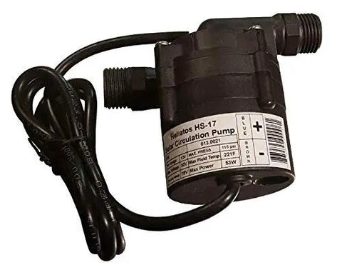 Dual Panel Freeze Protected Hybrid Solar Water Heater Kit single row circulation pump, compact design with 50W power.