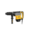 Heavy Duty SDS Max Rotary Hammer Drill Featuring Anti Rotation E Clutch Safety Tech For Hardcore Concrete Jobs in yellow and black design.