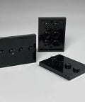 Mini Figure Display Stand Set With 50 Pieces Classic Bracket Plate 3x4 Four Studs Compatible With Lego shown in black.