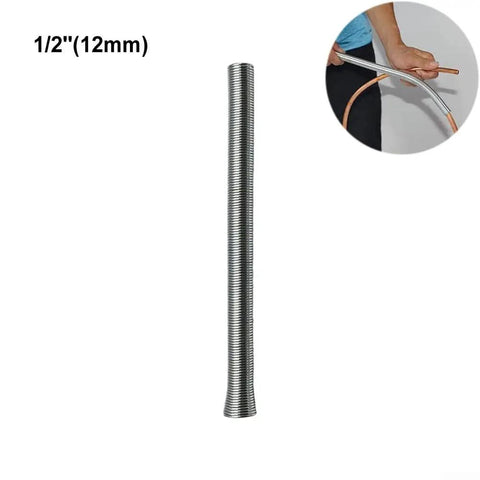 Rock Solid Oil Quenched Spring Tube Bender Kit For Copper And Aluminum Pipes, 1/2"(12mm) pipe tool shown bending tubing.