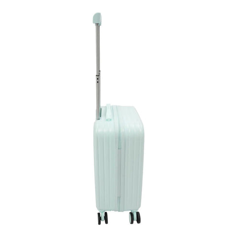 20 Inch Carry On Luggage With Usb Charging Port And Cup Holder Abs Hardshell Suitcase smooth rolling side view with handle extended