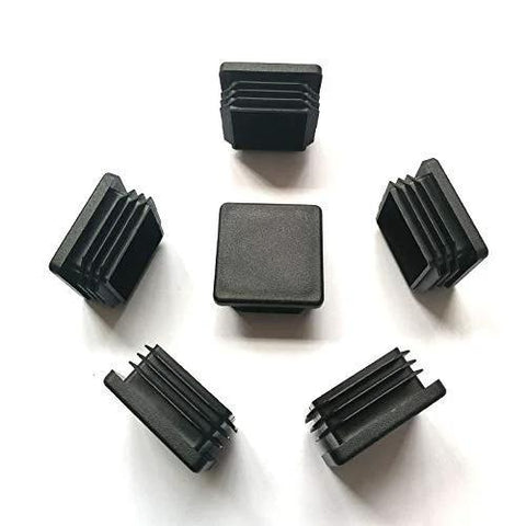 8 Pack 1 1/2 Inch Square Black Plastic End Caps For Square Tubing And Furniture Finishing Plugs in a circle