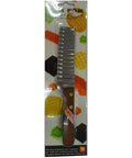 Front view of packaged Amazon Crinkle Cutter Knife with wooden handle.