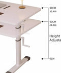 Ergonomic Hand Crank Standing Desk With Smooth Height Adjustment For Home Office And Versatile Workspace Compact 31.5 By 23.6 Inches showing adjustable height settings.