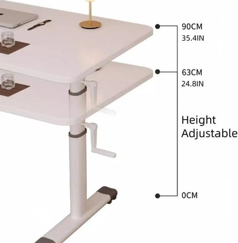 Ergonomic Hand Crank Standing Desk With Smooth Height Adjustment For Home Office And Versatile Workspace Compact 31.5 By 23.6 Inches showing adjustable height settings.