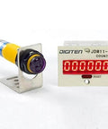 Six Digit Digital LED Traffic Counter With Photoelectric Sensor And Reflector For Conveyor Belts, plug and play setup, front view