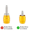 Comparison of Pro Grade Bicycle Brake Olive Connecting Insert displaying proper installation for Avid SRAM Hydraulic Disc Brakes.