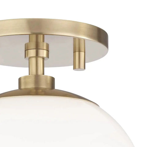 Close-up of Stella 1 Light Semi Flush Ceiling Fixture in Aged Brass, 9 Inch Tall By 7 Inch Wide, Vintage Modern Charm, Model H105601-AGB