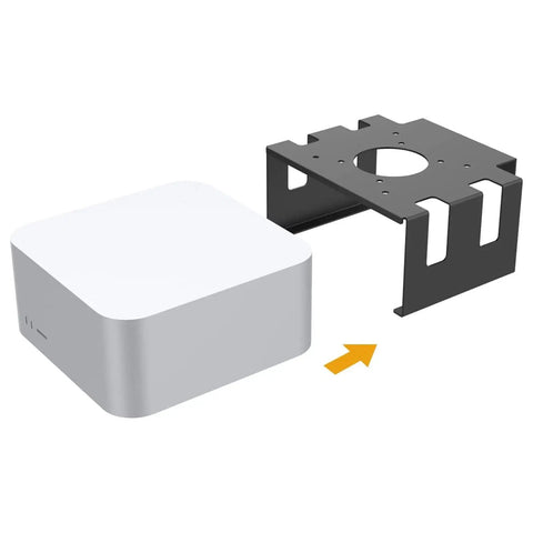 Solid Metal Under Desk Computer Mount With Vertical Tower Stand Holder To Salvage Desk Space And Keep Your Main Rig Or Workstation Setup Tight And Totally Clutterfree Daily showing a metal mount and white PC.