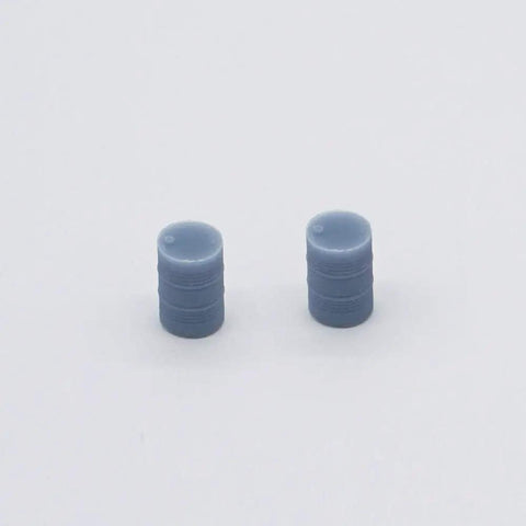 Premium 3D Printed HO And OO Scale Train Locomotive Maintenance Platform With Authentic Workshop Props And Detailed Repair Stand Gear For Dope Diorama Layouts And Serious Hobby Displays: two small blue barrels.