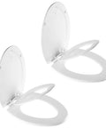 Elongated White Toilet Seat With Built In Potty Training Seat Slow Close Removable That Never Loosens Magnetic Lid Stow Potty 2 Pack