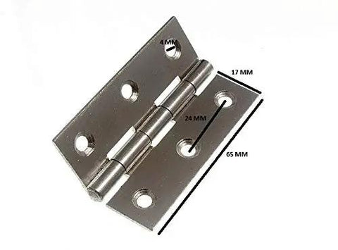 Top Shelf Zinc Plated Steel Butt Hinges Heavy Duty Pack Of Two Forty Sixty Three Millimeter Height Forty Five Millimeter Width Rust Resistant Coating Solid Build Ideal For Cabinet Doors And Diy Projects Smooth Swing Action Built To Handle Daily Jobs with dimensions visible.