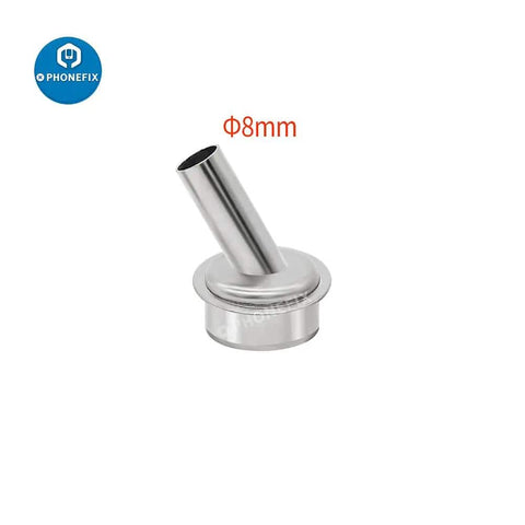 8mm angled nozzle from Nine Piece Hot Air Gun Nozzle Set for 861DW Rework Station, accessory for PCB soldering repair.