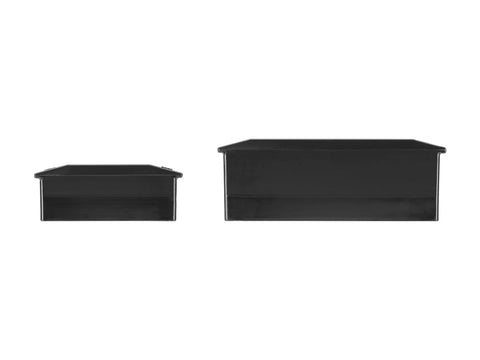 Two sizes of black 14 Tool 3/8 Inch Drive Flare Nut Crowfoot Wrench Organizer Rack for 5/16 to 1-1/16 Inch Wrenches shown side by side.