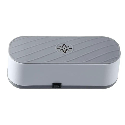 Portable Ultrasonic Jewelry Cleaner Mini Home Cleaning Kit For Glasses, Dentures And Bling, 250ml Tank, gray lid, compact design
