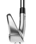 Close-up of Qi Max Irons Graphite Regular Men's Right Hand Set 5 Through PW And AW club head showing design and details