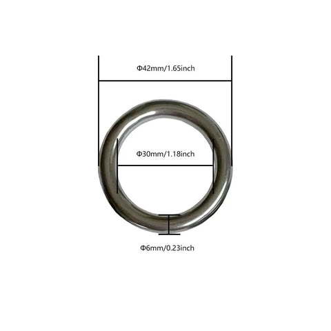Stainless Steel O Rings 5 Pack Heavy Duty Seamless Welded Closed 1.6 Inch Outer Diameter with size measurements shown