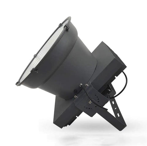 Kickass Heavy Duty Rechargeable Floodlight Packing Rock Solid Aluminum Housing And Blazing Led Glow for gritty outdoor job sites. Side view.