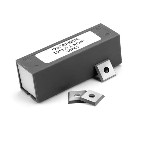 12mm Square Carbide Inserts 4 Edges 35 Degree Cutting Angle For CNC Spoilboard Surfacing Router Bits Tungsten Carbide Replacement Cutter For Wood Turning Tools 12x12x1.5mm Pack Of 10 with packaging