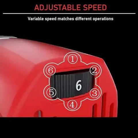 Close-up of the speed dial on the Beefy Pro Grade Pipe Polisher And Belt Sander For Metal Tubes, showing adjustable variable speed setting.