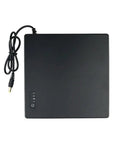 Compact Mini UPS Battery Backup For 12 Volt Routers Cameras And Speakers Emergency Standby Power Supply with black casing and power cable.