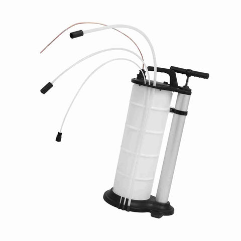 Easy Grip Hand Operated Oil Pump For Quick Engine Fluid Extraction With Suction Hose and Smooth Manual Action makes oil transfer easy.