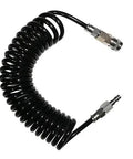 3 Meter Recoil Air Compressor Whip Hose With Quick Connect Twist Lock For High PSI Tasks Spray Gun Paint Jobs Easy Grip Design, coiled black hose.