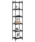 Black 6 Shelf Bookcase With Metal Frame Tall Open Storage For Home Office 74 Inch Engineered Wood Construction Built To Last 6 Tier