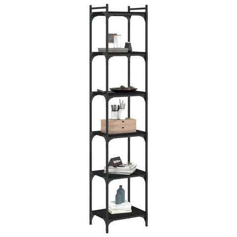 Black 6 Shelf Bookcase With Metal Frame Tall Open Storage For Home Office 74 Inch Engineered Wood Construction Built To Last 6 Tier
