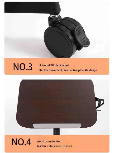 Adjustable Height Standing Desk With Tilt Top Design Foldable Computer Workstation Ergonomic Home Office Table showcasing silent wheels and wood grain desktop.