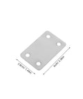 Straight Brackets Set For Wood Furniture Repair, stainless steel flat plate bracket with four 5mm holes, dimensions shown