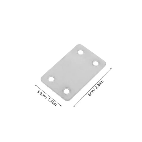 Stainless Steel Straight Brace Brackets Kit, 48 Pieces, 1.1mm Thick Flat Corner Plates With 5mm Holes, 6x3.8cm dimensions