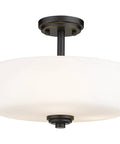 Three Light Matte Black Semi Flush Mount Ceiling Fixture With Tuscan Inspired Details UL Listed CUL CETL Round Frame Design